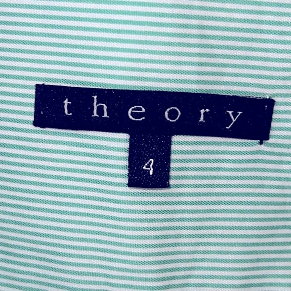 Women’s Theory Green pin striped side zip pleated skirt size 4 old money classic - Picture 5 of 6